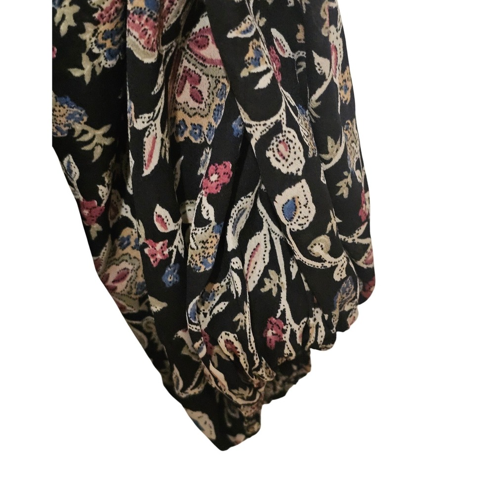 Abercrombie & Fitch Womens Floral Paisley V-Neck Ruffle Mini Dress Black Medium - Picture 5 of 6
